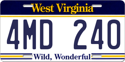 WV license plate 4MD240