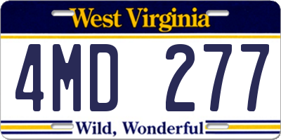 WV license plate 4MD277