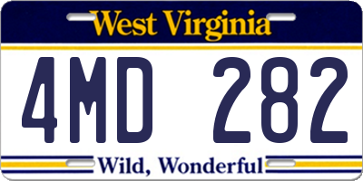 WV license plate 4MD282