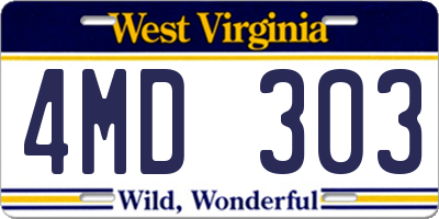 WV license plate 4MD303