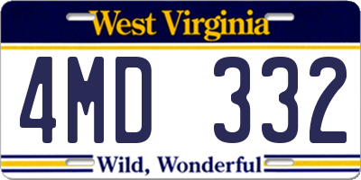 WV license plate 4MD332