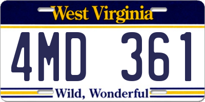 WV license plate 4MD361