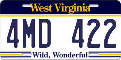 WV license plate 4MD422