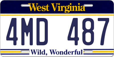 WV license plate 4MD487