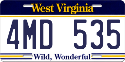 WV license plate 4MD535