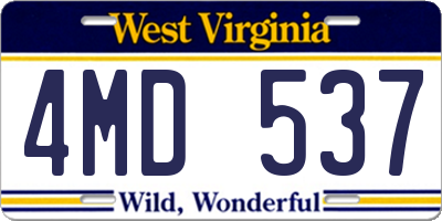 WV license plate 4MD537