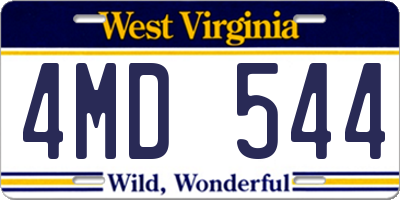 WV license plate 4MD544