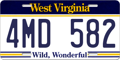 WV license plate 4MD582