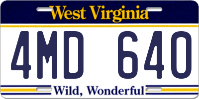 WV license plate 4MD640