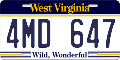 WV license plate 4MD647