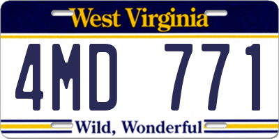 WV license plate 4MD771