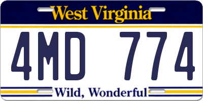 WV license plate 4MD774
