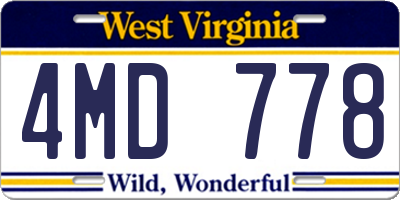 WV license plate 4MD778