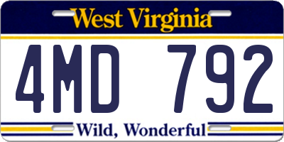 WV license plate 4MD792