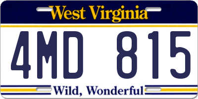 WV license plate 4MD815