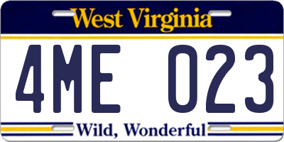 WV license plate 4ME023