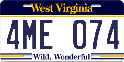 WV license plate 4ME074