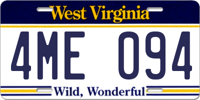 WV license plate 4ME094