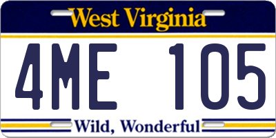 WV license plate 4ME105