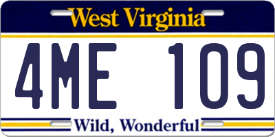 WV license plate 4ME109