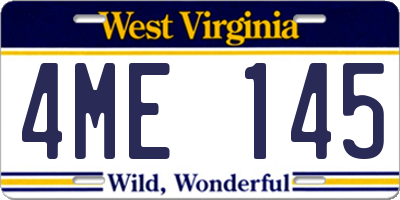 WV license plate 4ME145