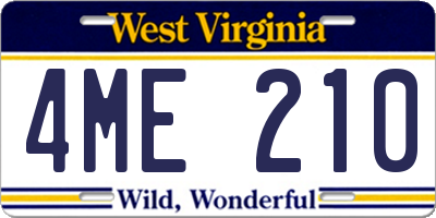WV license plate 4ME210