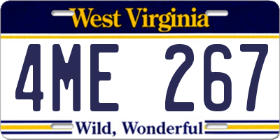 WV license plate 4ME267