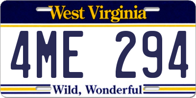 WV license plate 4ME294