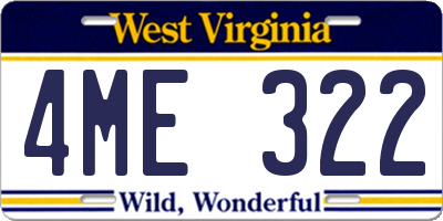 WV license plate 4ME322