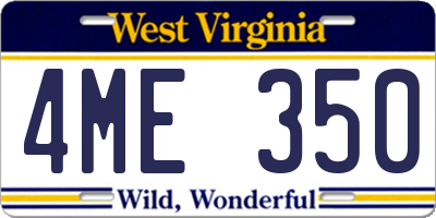 WV license plate 4ME350