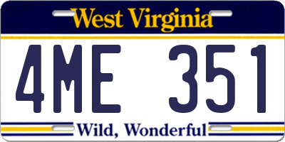 WV license plate 4ME351