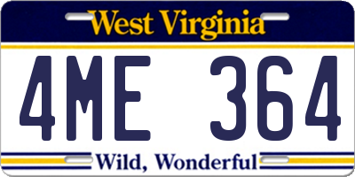 WV license plate 4ME364