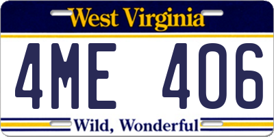 WV license plate 4ME406