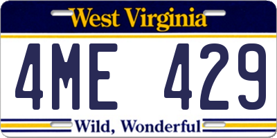 WV license plate 4ME429