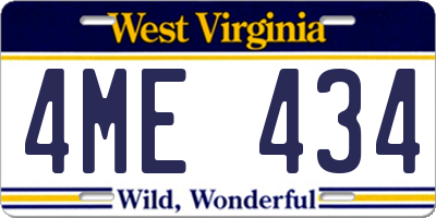 WV license plate 4ME434