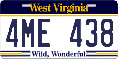 WV license plate 4ME438