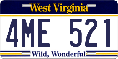WV license plate 4ME521