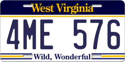 WV license plate 4ME576