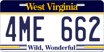 WV license plate 4ME662