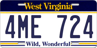 WV license plate 4ME724