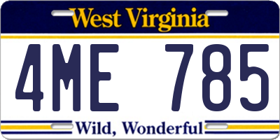 WV license plate 4ME785