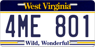 WV license plate 4ME801