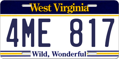 WV license plate 4ME817