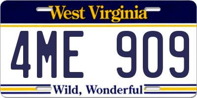 WV license plate 4ME909