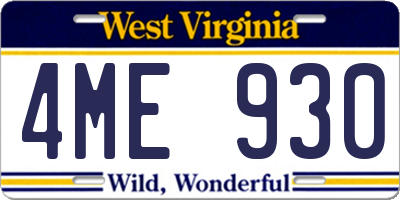 WV license plate 4ME930