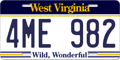 WV license plate 4ME982