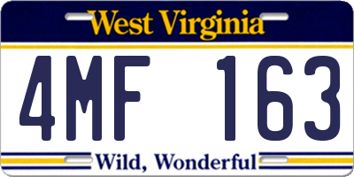 WV license plate 4MF163