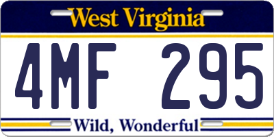 WV license plate 4MF295