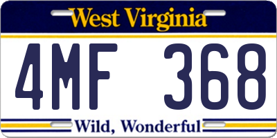WV license plate 4MF368