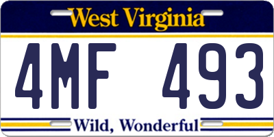 WV license plate 4MF493